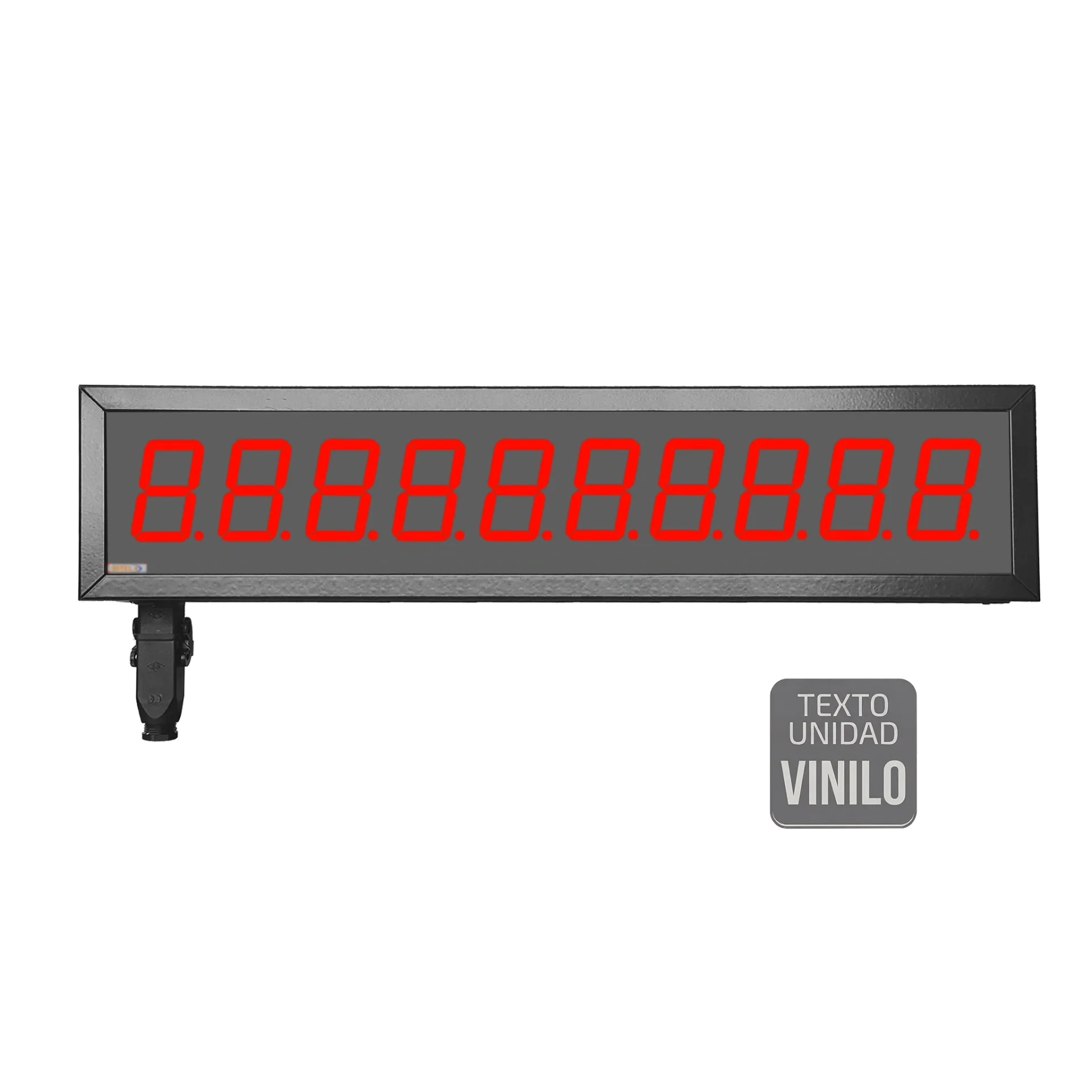 Visualizador Numerico 57mm, 10 digitos, Serie, Ethernet, Wifi +2R, Texto Vinilo, IP65